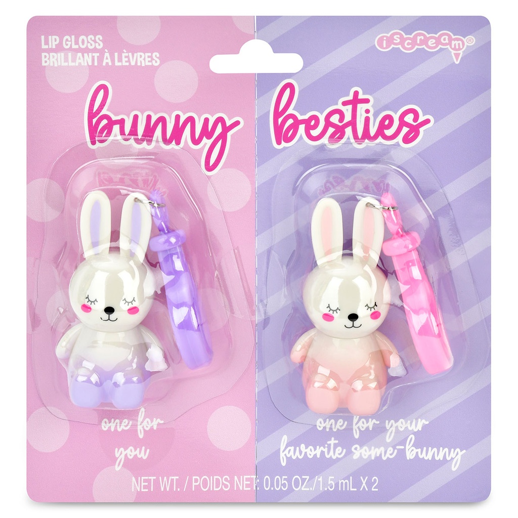 Bunny Besties Lip Gloss Key Chains - 2 pieces