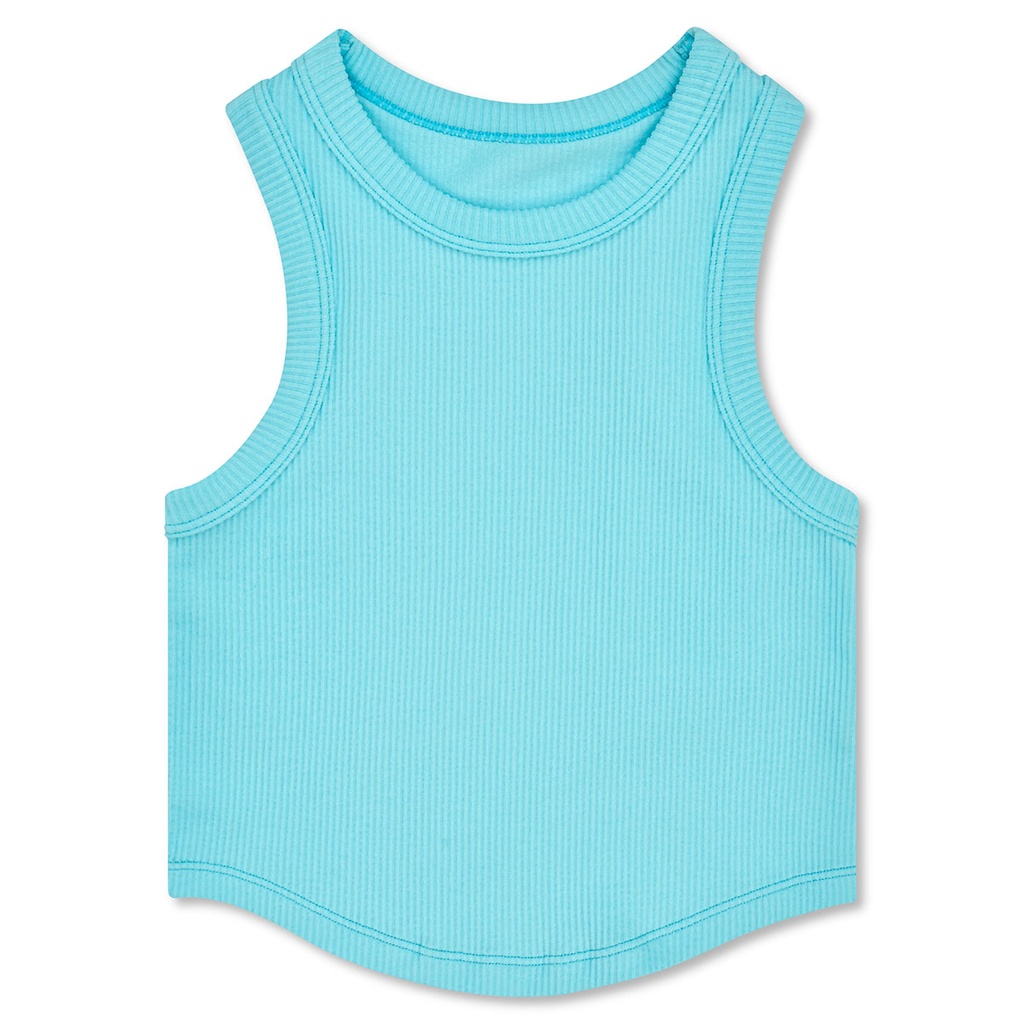 Ice Blue Cropped Racer Back Top