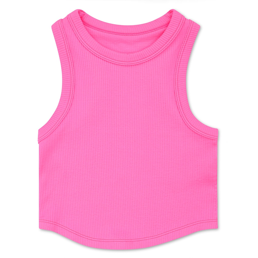 Bright Pink Cropped Racer Back Top