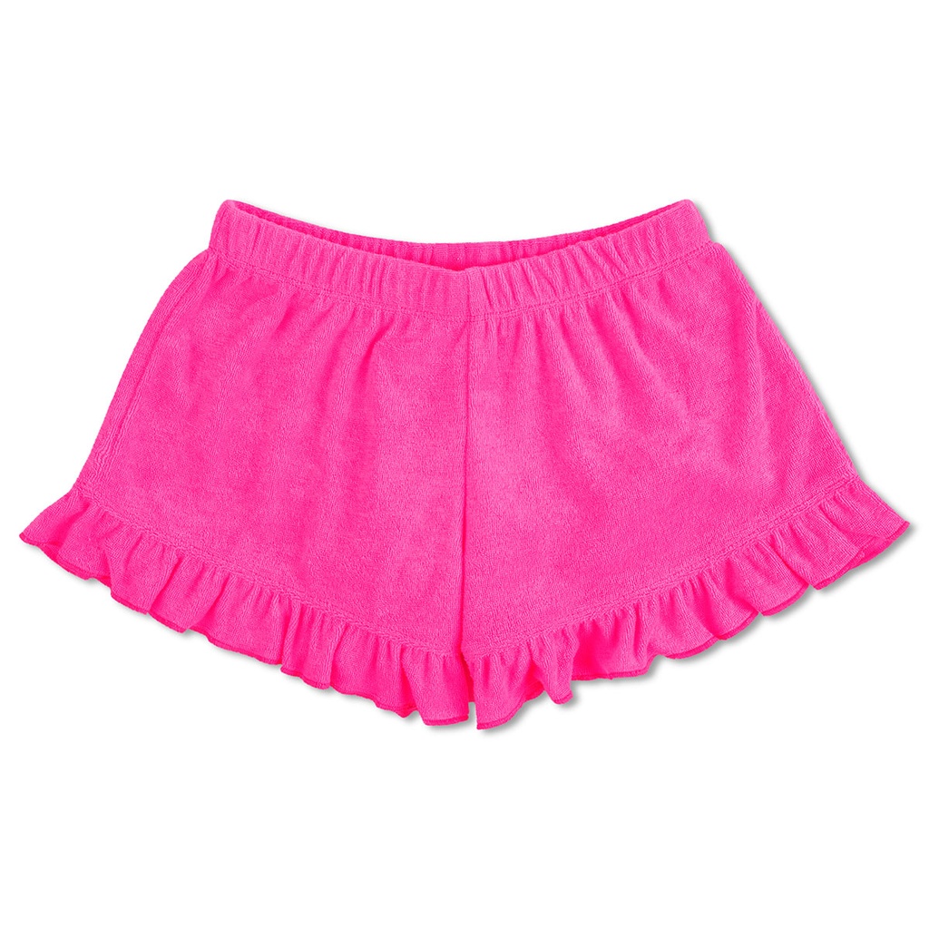 Hot Pink Terry Ruffle Shorts