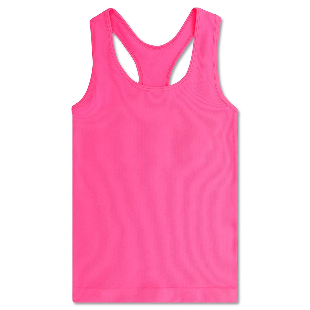 Bright Pink Ribbed Racerback Tank Top