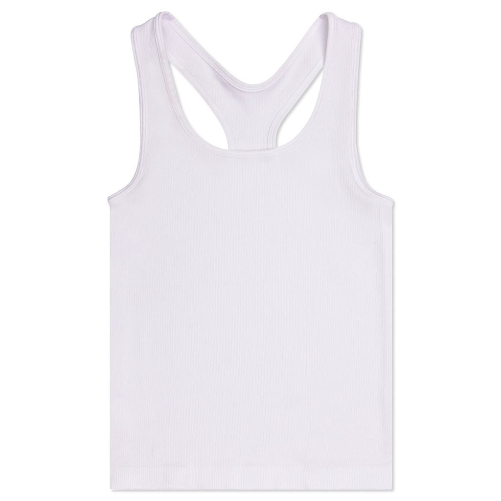 White Ribbed Racerback Tank Top