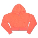 Deep Orange Terry Cropped Zip-Up Shirt