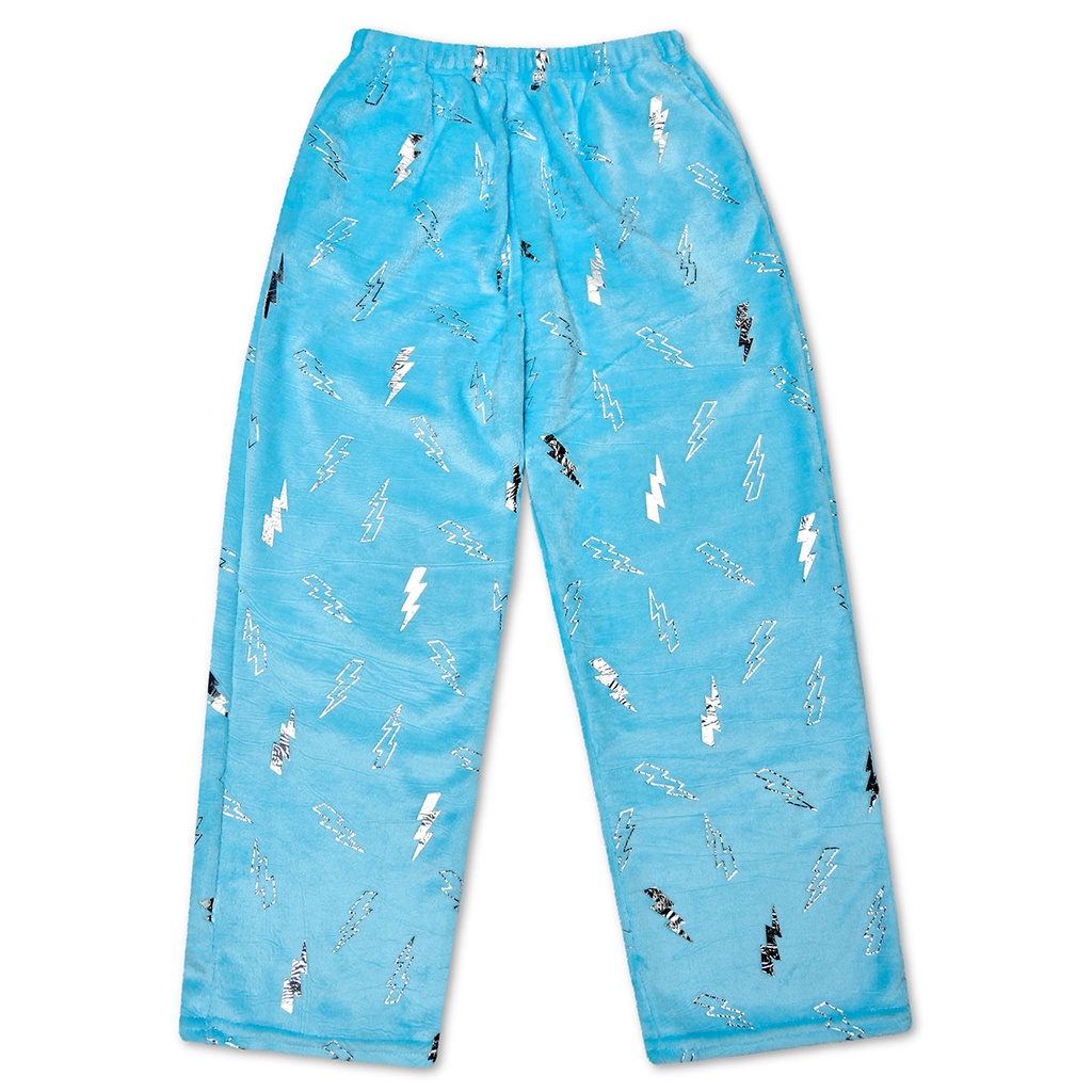 Blue Foil Lightning Plush Pants