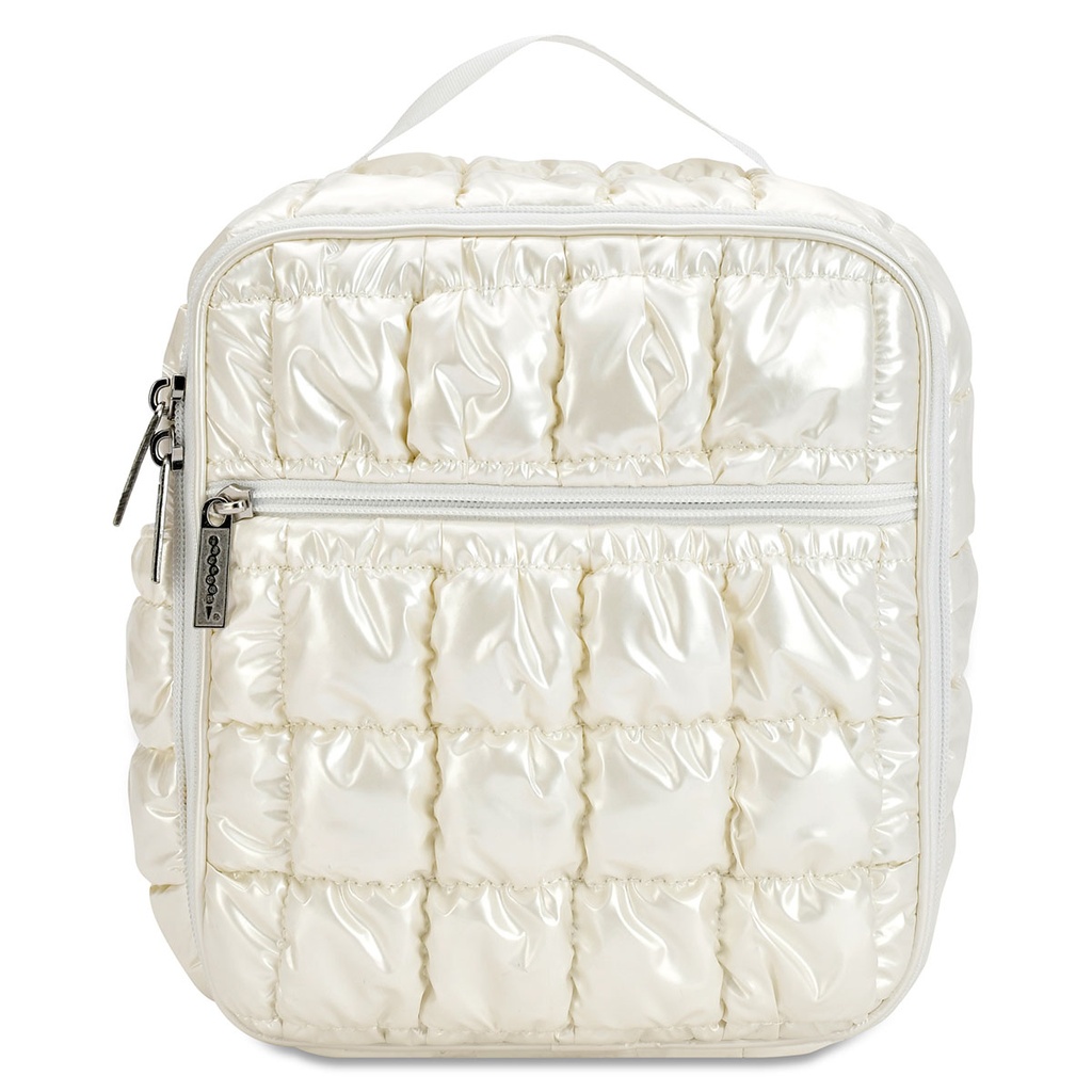 Pearl White Shiny Puffer Lunch Tote