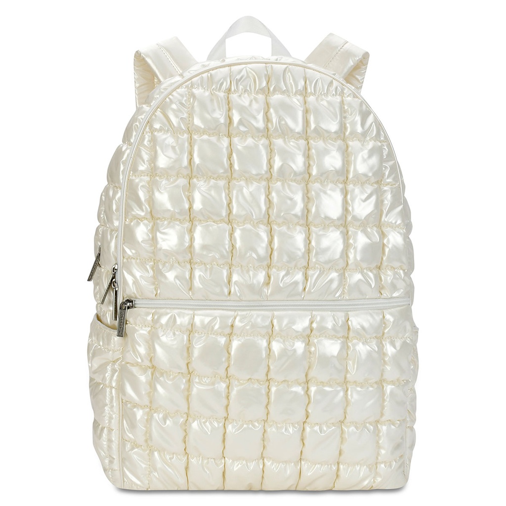 Pearl White Shiny Puffer Backpack