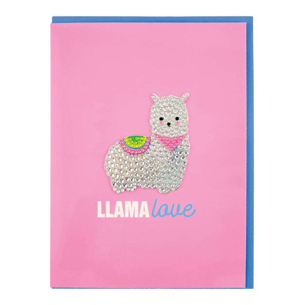 Llama Removable Rhinestone Decal Greeting Card