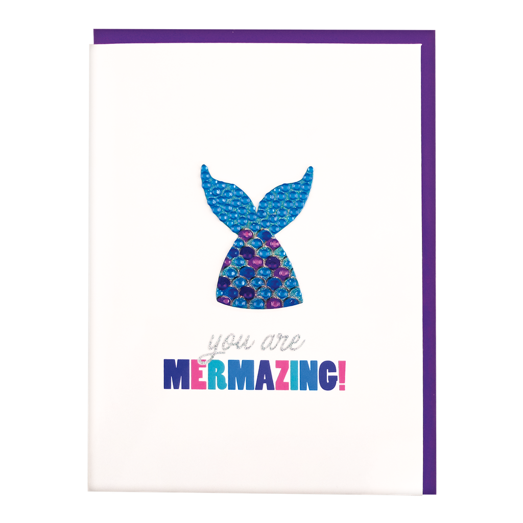 Mermaid Removable Rhinestone Decal Greeting Card