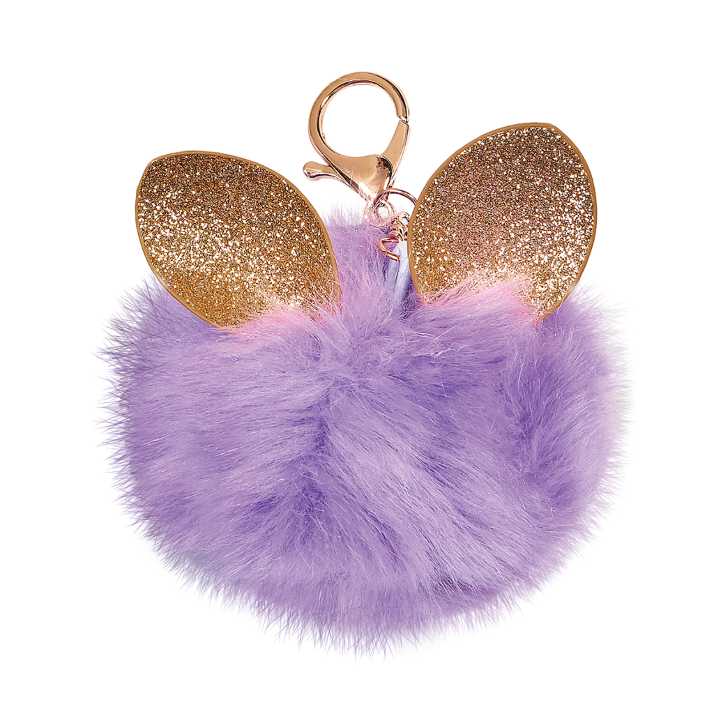 Glitter Ears Furry Pom-Pom Clip Purple