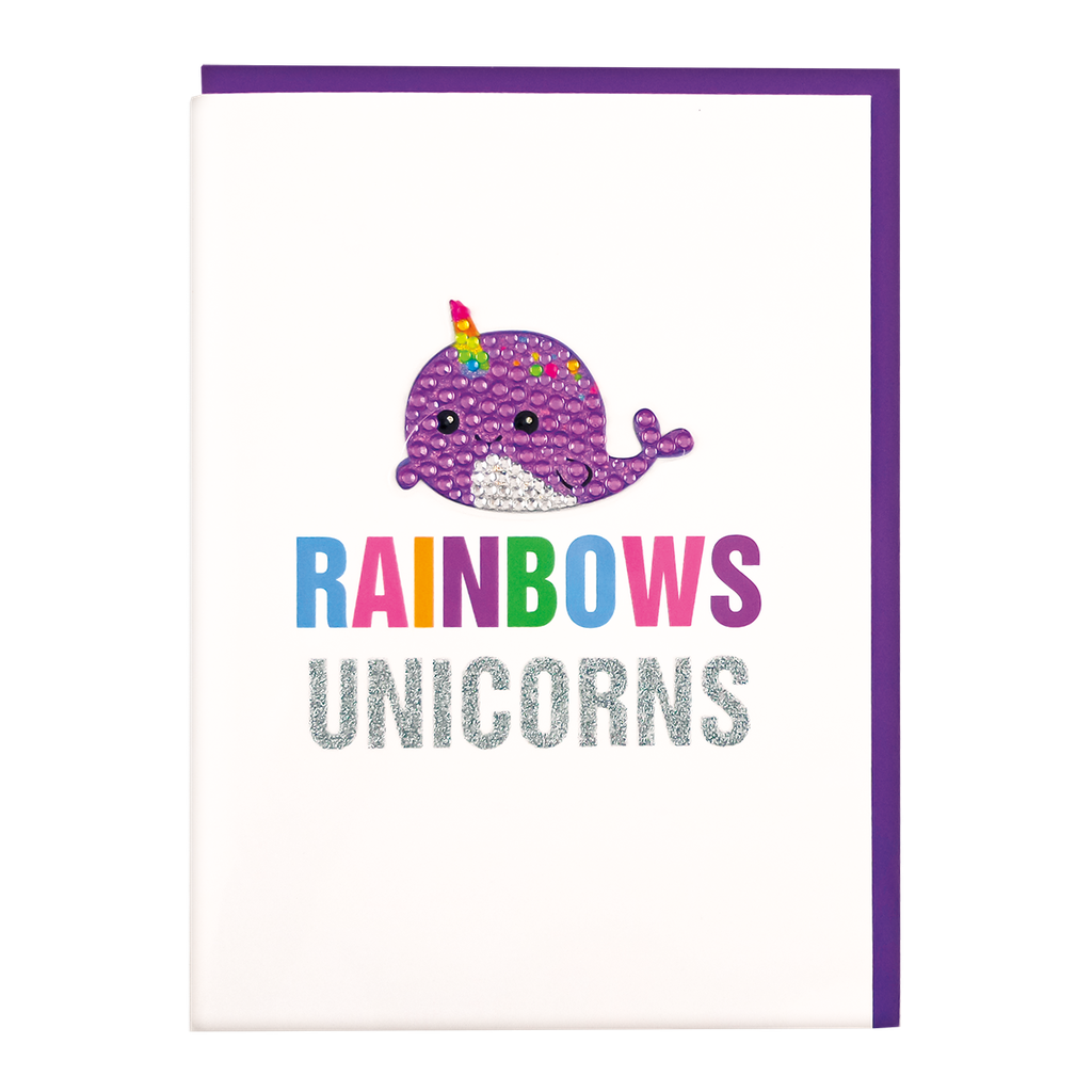 Narwhal Removable Rhinestone Decal Greeting Card