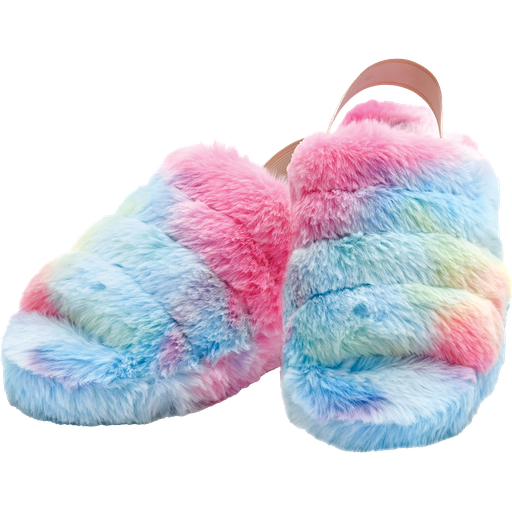 Rainbow Furry Slippers | Iscream
