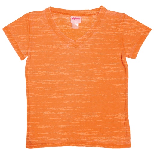Round Neck Burnout T-Shirt - Bright Orange - Large