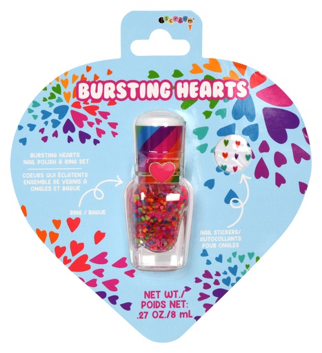 Bursting Hearts Nail Polish & Ring Set