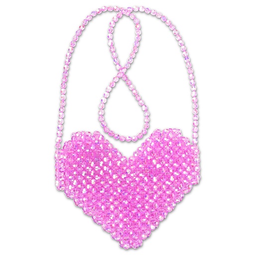 Shimmering Beaded Heart Crossbody Bag