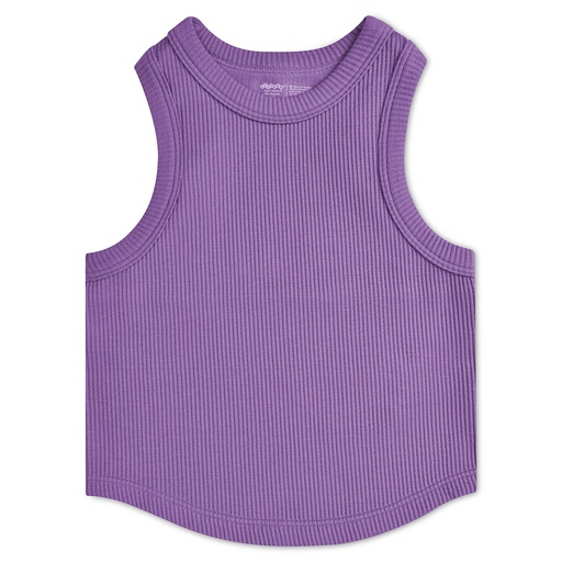 Vivid Violet Cropped Ribbed Racerback Tank Top