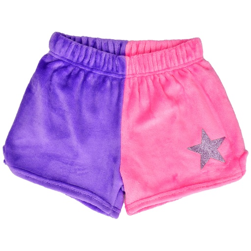 Vivid Violet & Pretty Pink Star Color Block Plush Shorts