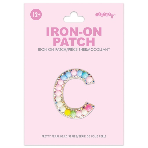 C Alphabet Pastel Bead Iron On Patch