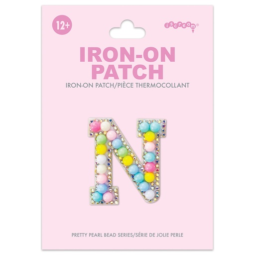 N Alphabet Pastel Bead Iron On Patch