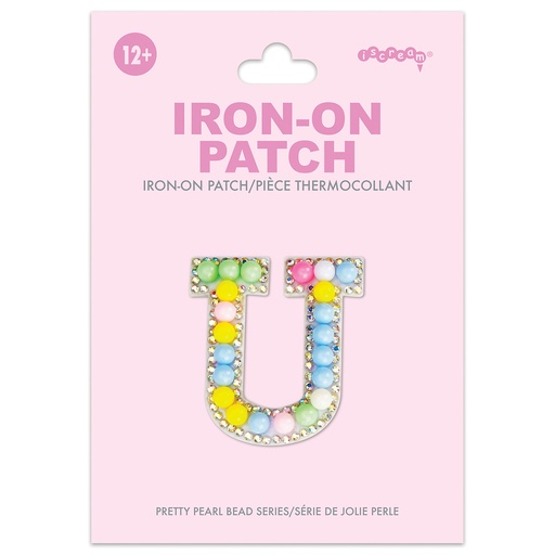 U Alphabet Pastel Bead Iron On Patch