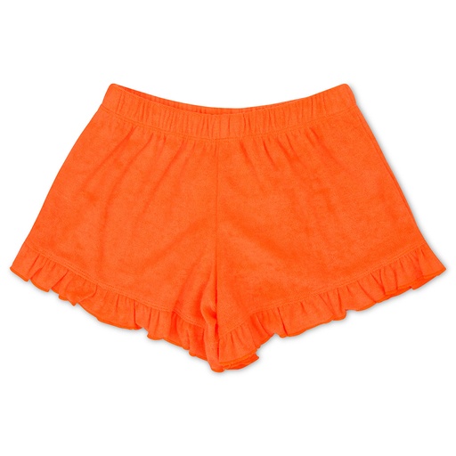 Deep Orange Terry Ruffle Shorts