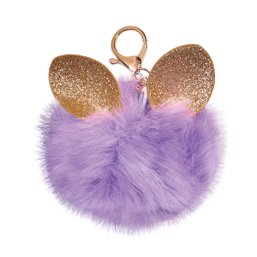 Glitter Ears Furry Pom-Pom Clip Purple